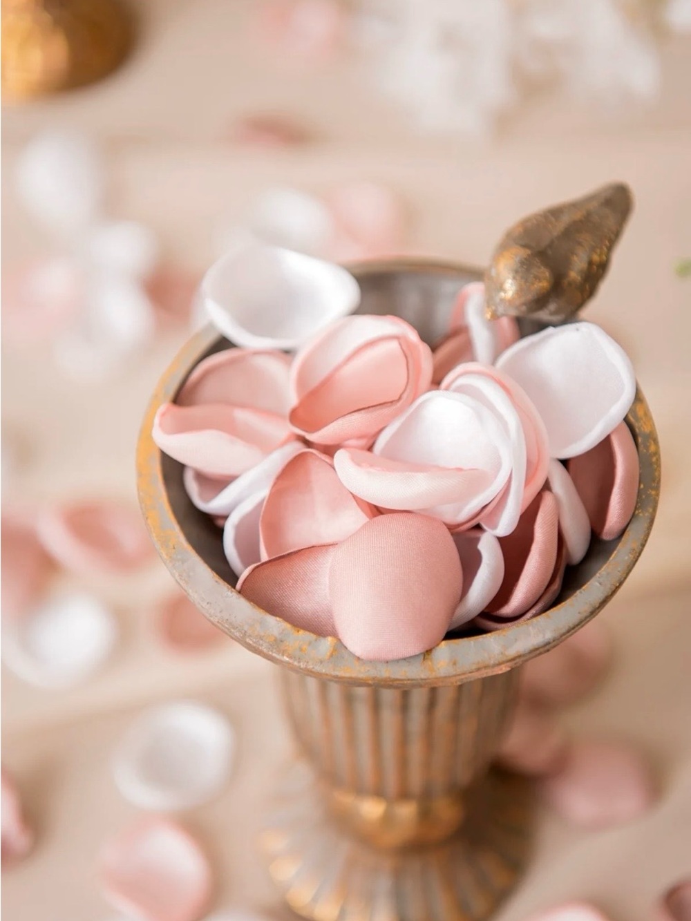 Reusable Satin Rose Petals - Pink & White Wedding Decor